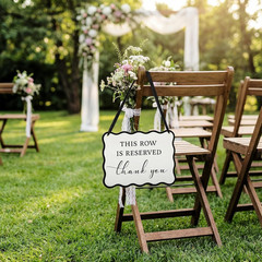 2 Pack Wooden Reserved Signs for Wedding Chair 8.5 X 11 Inch This Row Is Reserve