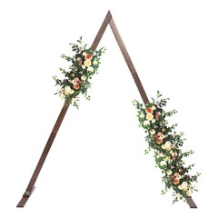 Wooden Triangle Wedding Arch 8.2ft Rustic Backdrop Stand With Grass Nails Decor