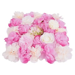 12PCS Artificial 3D Flower Wall Panel Wedding Backdrop Wall Decor Pink 15*15in