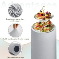 3 Set Cylinder Spandex Stand Covers Gray Elastic Fabric-Small