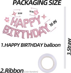 Pink Happy Birthday Banner Balloon Aluminum Foil 16 Inch Letter,Bright Pink 1…