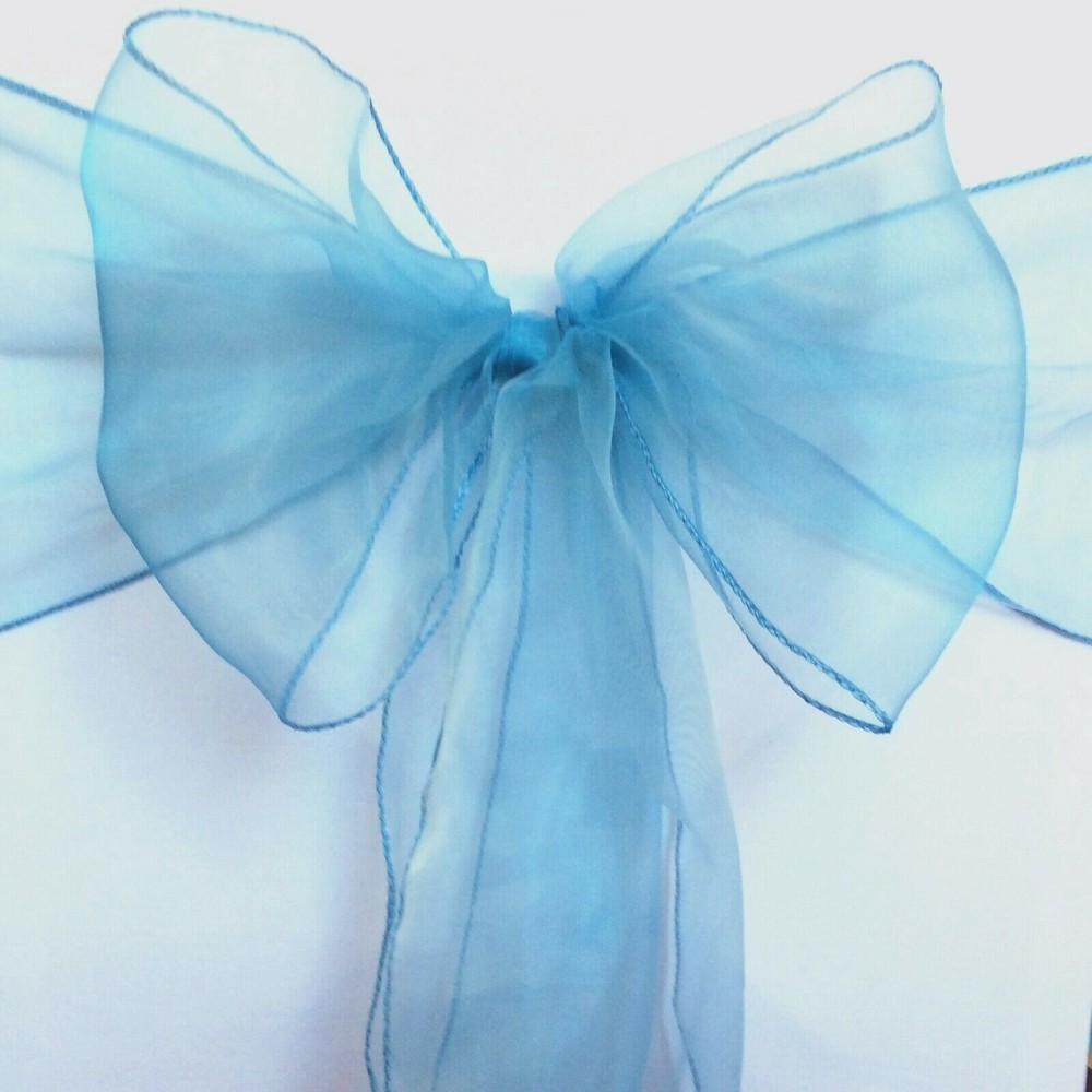 25 Dusty blue Organza Sheer Chair Sashes Wedding Banquet Party Events Decoration