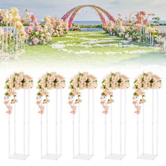 5pcs Wedding Flower Stand Acrylic Pillar Vase Stand Party Centerpiece Decor