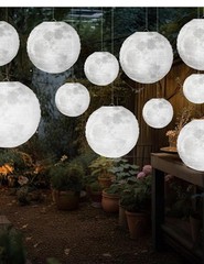 12 Pcs 12 Inch Moon Space Galaxy Paper Lanterns LED
