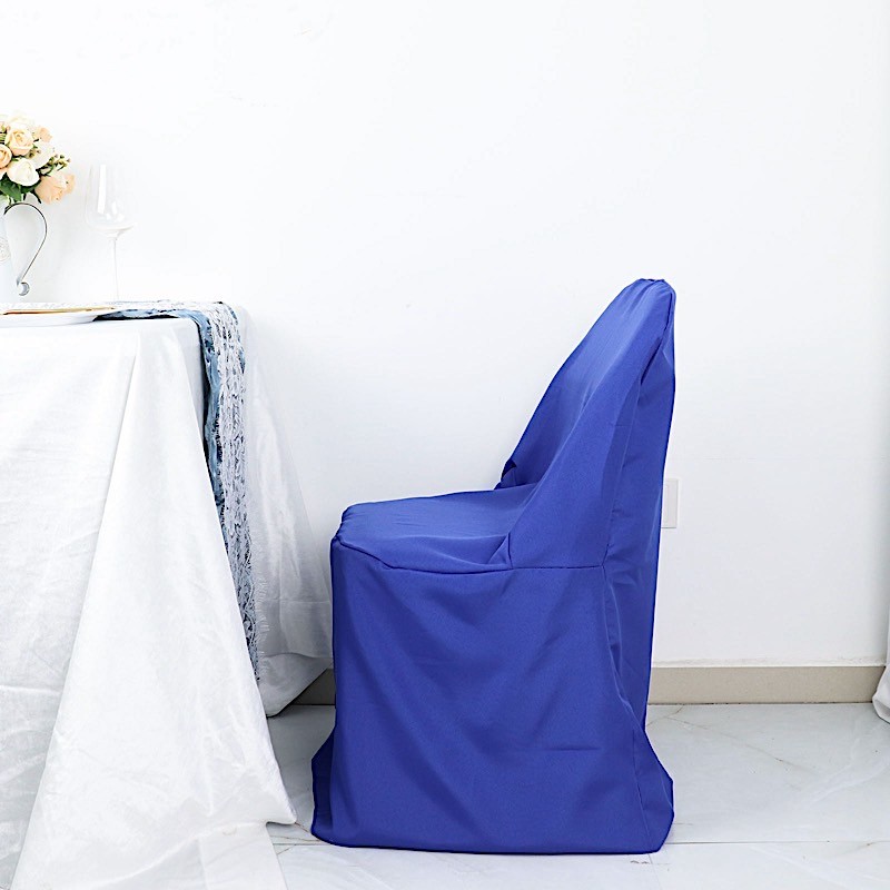 6 Royal Blue Polyester FOLDING CHAIR COVERS Wedding Banquet Reception