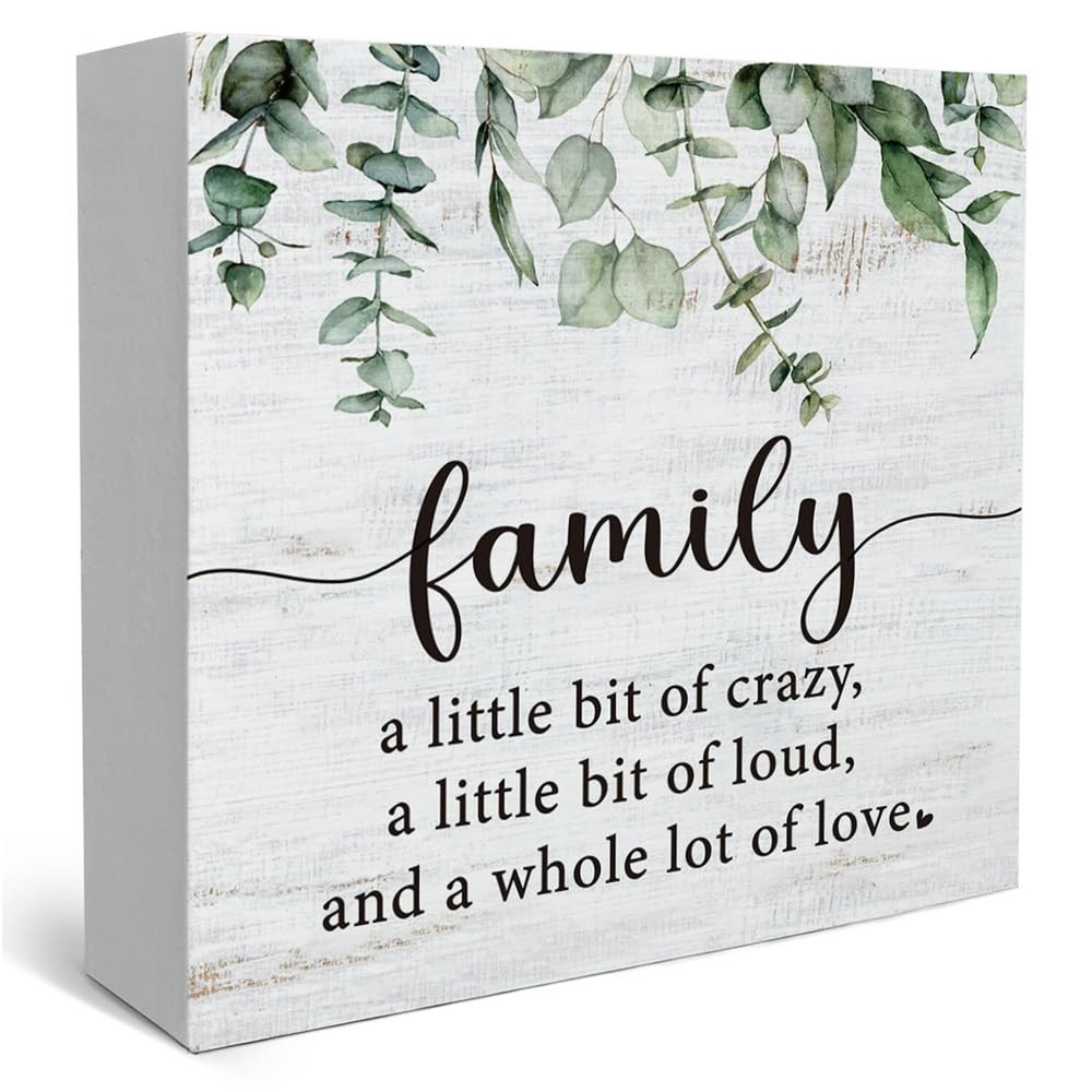 Funny Family a Little Bit of Crazy Wood Box Sign, Inspirational Quotes Rustic…