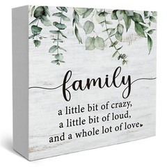 Funny Family a Little Bit of Crazy Wood Box Sign, Inspirational Quotes Rustic…