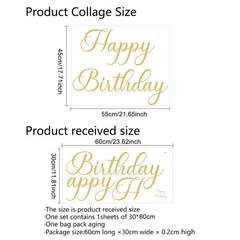 Happy Birthday Party Backdrop Wall Stickers, Gold Script Lettering with Arch …