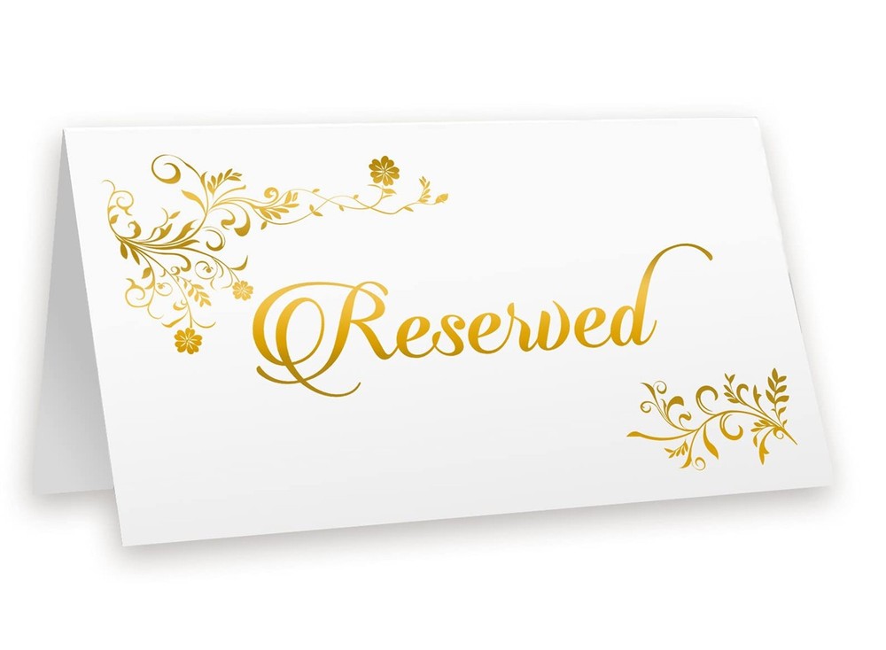 Reserved Cards Gold Foil, 20-pack Table Tent, Vip Place Card With Space To Wr…