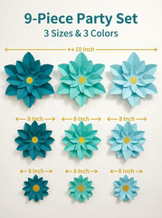 Turquoise Paper Flower for Wall Wedding Party Birthday Celebration Backdrop Deco