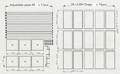 QUICK BACKDROP KIT 12 FT x 24 FT- 60 FT WIDE PIPE WITH DRAPE (BLACK DRAPE)
