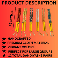 Shaadi Walay | Mehndi Dandiya Sticks | Pack of 6 Pairs | 16″ | Indian Wedding