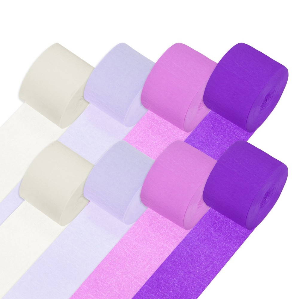 8-Rolls 656ft Paper Streamers for Decoration [4 Colors-1.8 Inch x 82 Ft/Roll]