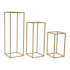 12-Piece Gold Metal Flower Stands – Rectangular Wedding Centerpiece (80/60/40cm)