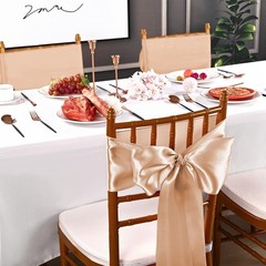 60 PCS Champagne Satin Chair Sashes Bows 7×108 Inch Universal Decor for2554