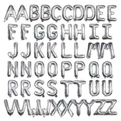 [52 PCS] 16″ Foil Silver Letter Balloons 2 Sets of A-Z, Mylar Aluminum Hangin…