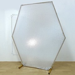 8 ft SILVER Sparkle Sequin Hexagon Backdrop STAND COVER Party Events Decorations