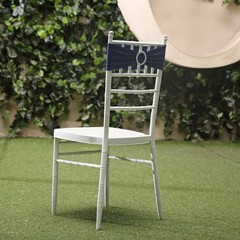 10 Navy Blue Spandex CHAIR SASHES with Silver Round Buckles Wedding Decorations