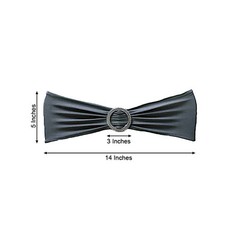 10 Charcoal Grey Spandex CHAIR SASHES with Silver Round Buckles Decorations SALE