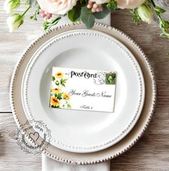 YELLOW DAISY POSTCARD FLAT WEDDING PLACE CARDS, TAGS or ESCORT CARDS #141