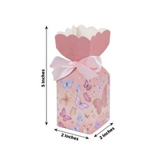 25 Pink Floral Top Party Favor Boxes Butterfly Print Events Decorations Supplies