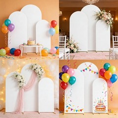 Stretchy White Arch Covers Set of 3 for Party Birthday Banquet Decoration
