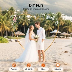 210cm Heart Shaped Gold Metal Balloon Arch Stand Frame Display Kit For Wedding