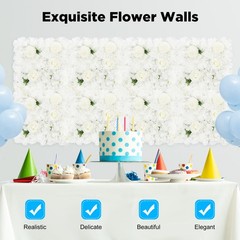 Flower Wall Panel Floral Backdrop, 12 Pcs Flower Wall Decor, 15 * 15in Rose Wall