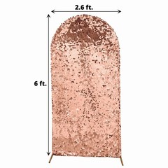 6 ft BLUSH Payette Sequin Fitted Round Top Wedding Arch STAND COVER Party Events