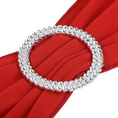 10Pcs 14″x5″ Stretch Chair Sashes Bows Chair Bands Sash with Buckle Red