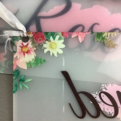 4 Pc Sets Reserved Signs for Wedding Chairs Clear Pink Background Flowers