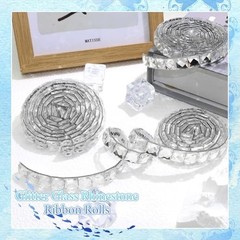 Bling Rhinestone Ribbons,270 PCS Glass Crystal Ribbon for DIY 01 White