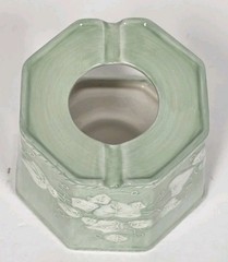 Vintage Ceramic Candle Shade Tealight Luminary Green Ivy Leaf Cottage Decor NIB
