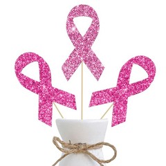 Pink Ribbon Centerpiece Sticks Breast Cancer Awareness Party Decorations 12PC…
