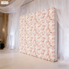 12Pcs Artificial Silk Fabric Flower Wall Panel Banquet Wedding Party Decor