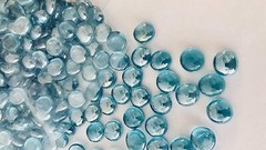 10 Lb Flat Glass Marbles/Pebbles for Vase Filler Etc (Ice Blue 0.65″~900 PCs)