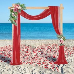 Wedding Arch Draping Fabric Sheer Fabric for 29″W x 216″L (Pack of 1) Red
