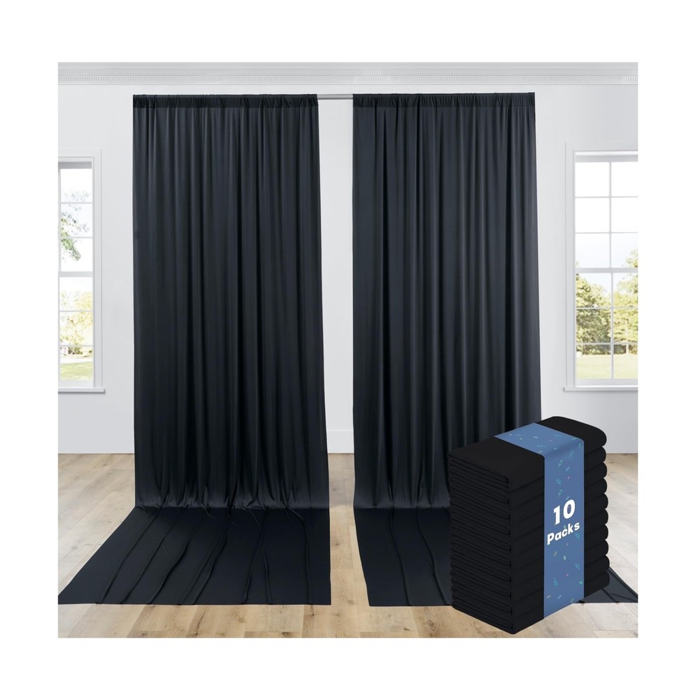 50ftx12ft Black Wrinkle-Free Wedding Backdrop Curtain -Silky Washable Black P…