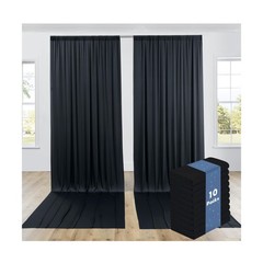 50ftx12ft Black Wrinkle-Free Wedding Backdrop Curtain -Silky Washable Black P…
