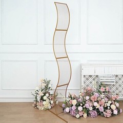 Gold 7 feet Metal Floral Display Frame Wavy Grid BACKDROP STAND Arch Party Event