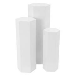 Set of 3 Hexagonal Display Pedestal Wedding Party Cake Flower Stand Pillar White