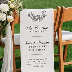 Floral Rose Personalized Fabric Wedding Memorial Chair Banner