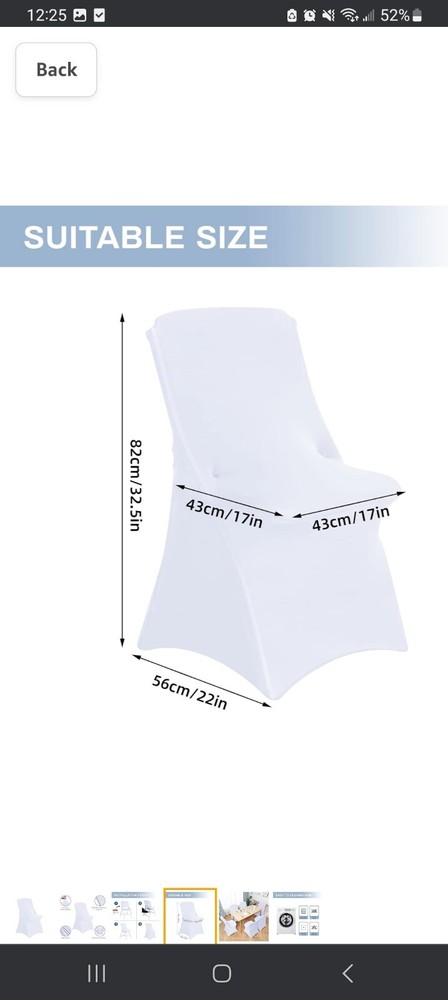 Azon Special Event/Wedding White, Spandex Folding Chair Covers, 50 Count
