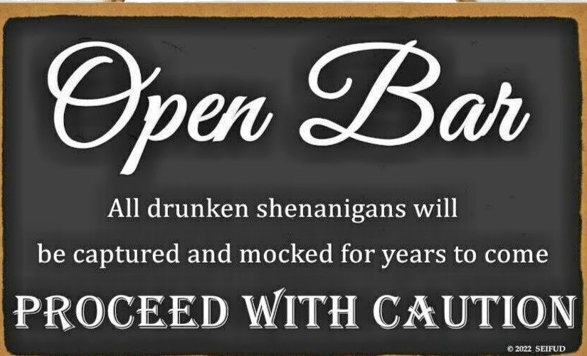 Elegant Signs Wedding Open Bar Sign Drunken Shenanigans 11″ x 6″ Reception Decor