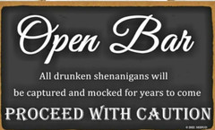 Elegant Signs Wedding Open Bar Sign Drunken Shenanigans 11″ x 6″ Reception Decor