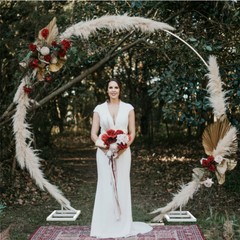 Metal Round Wedding Backdrop Stand Free Standing Falling Curtain Arch Venue Deco