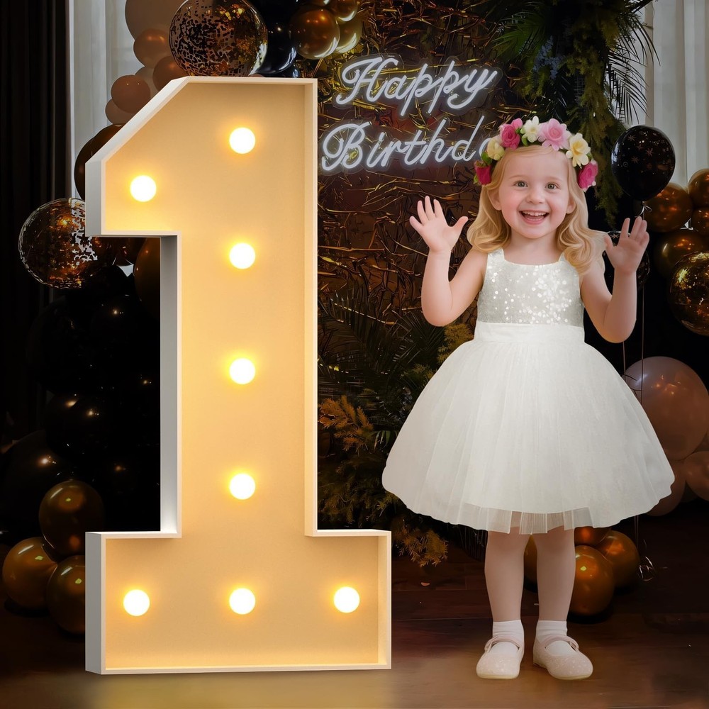 Mixifox 3FT Marquee Numbers 1 Large Light up Numbers for 1st 21st Birthday De…