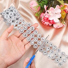 8 Yards 4 Rolls Bling Crystal Rhinestone Ribbon Silver Bling Rhinestone