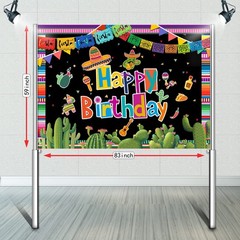 Mexican Fiesta Backdrop – Happy Birthday, Cinco De Mayo Carnival Party Decora…