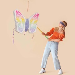 23″ x 19″ Assorted Paper Butterfly Pinata with Pastel Colored Wings